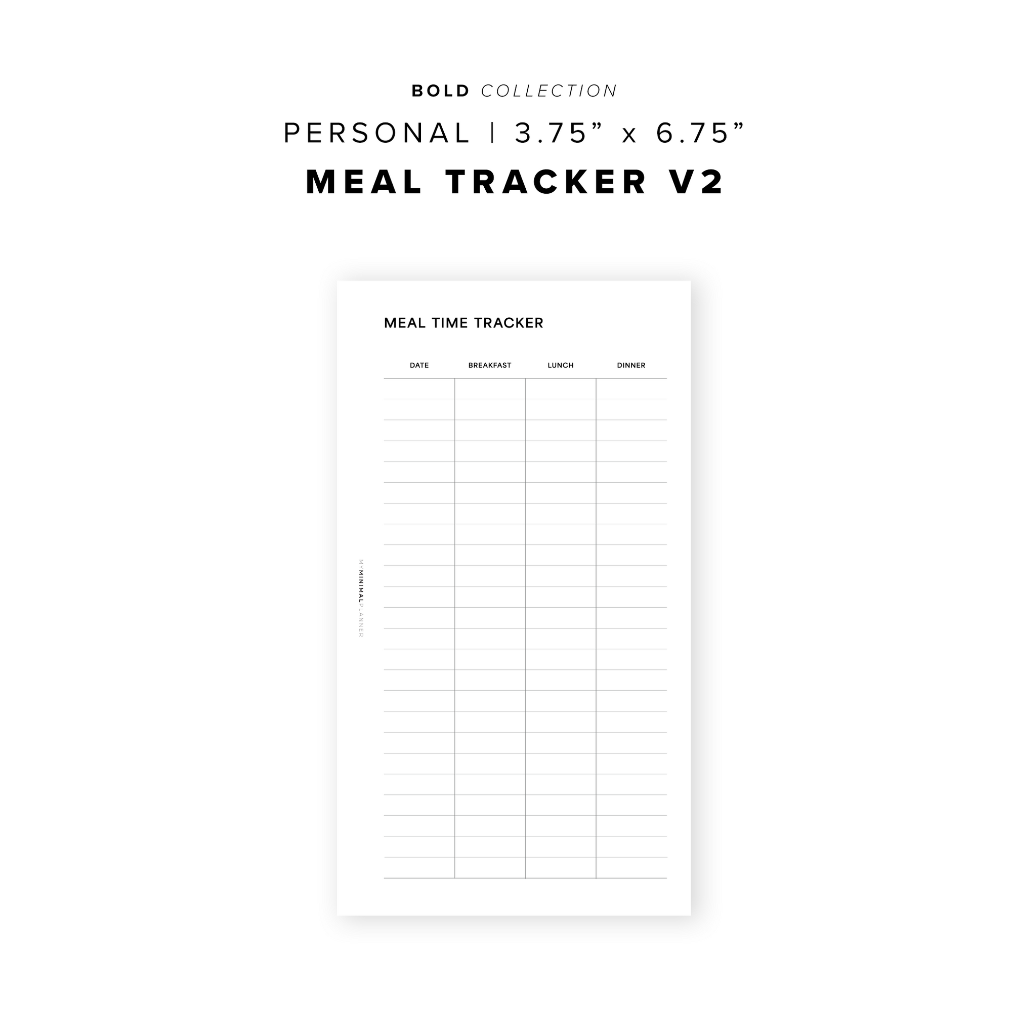 PR352 - Meal Time Tracker V2 - Printable Insert