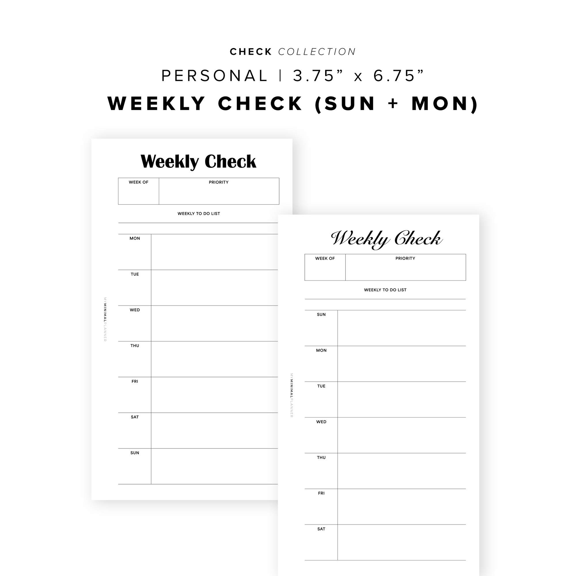 PR349 - Weekly Check / WO1P - Printable Insert