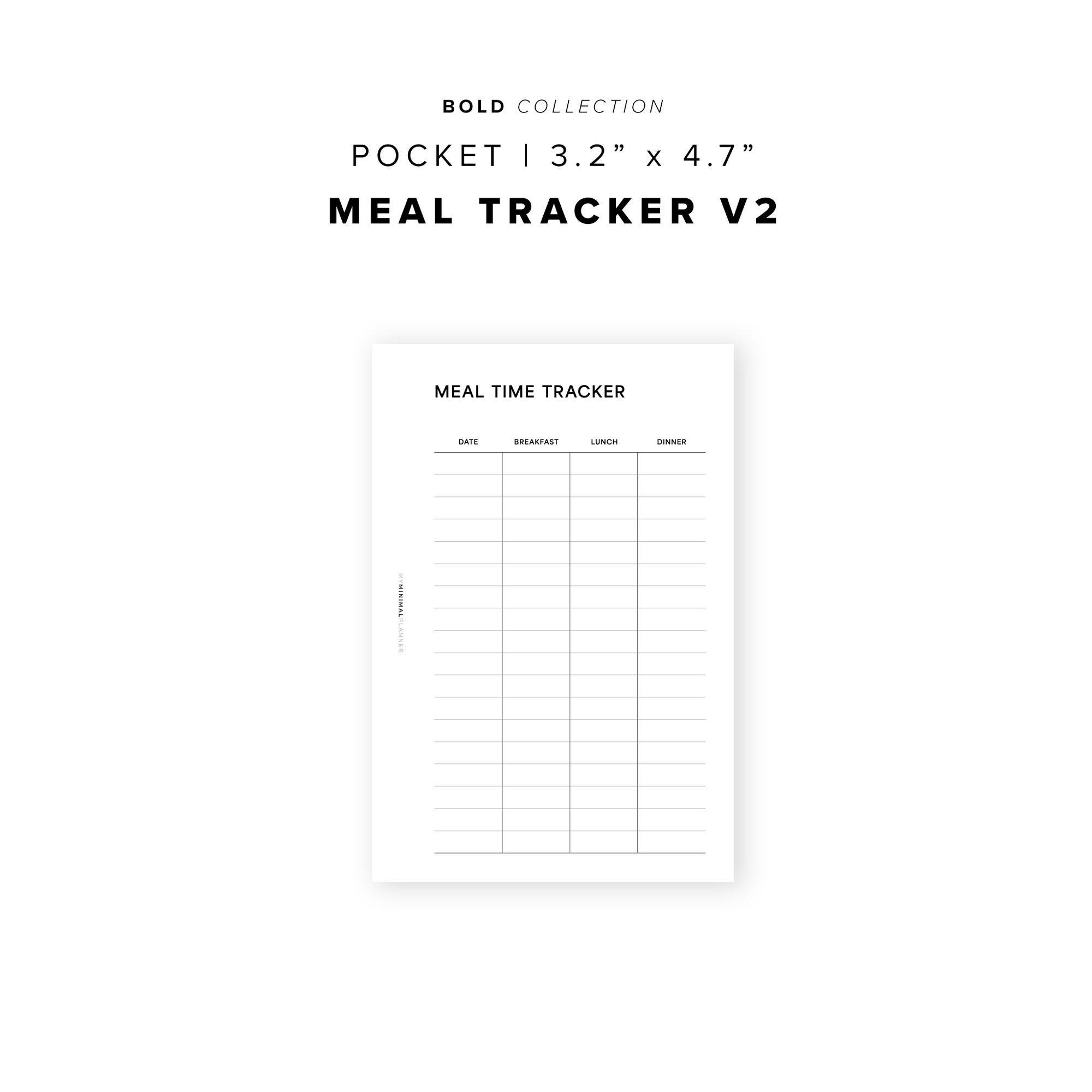 PR352 - Meal Time Tracker V2 - Printable Insert