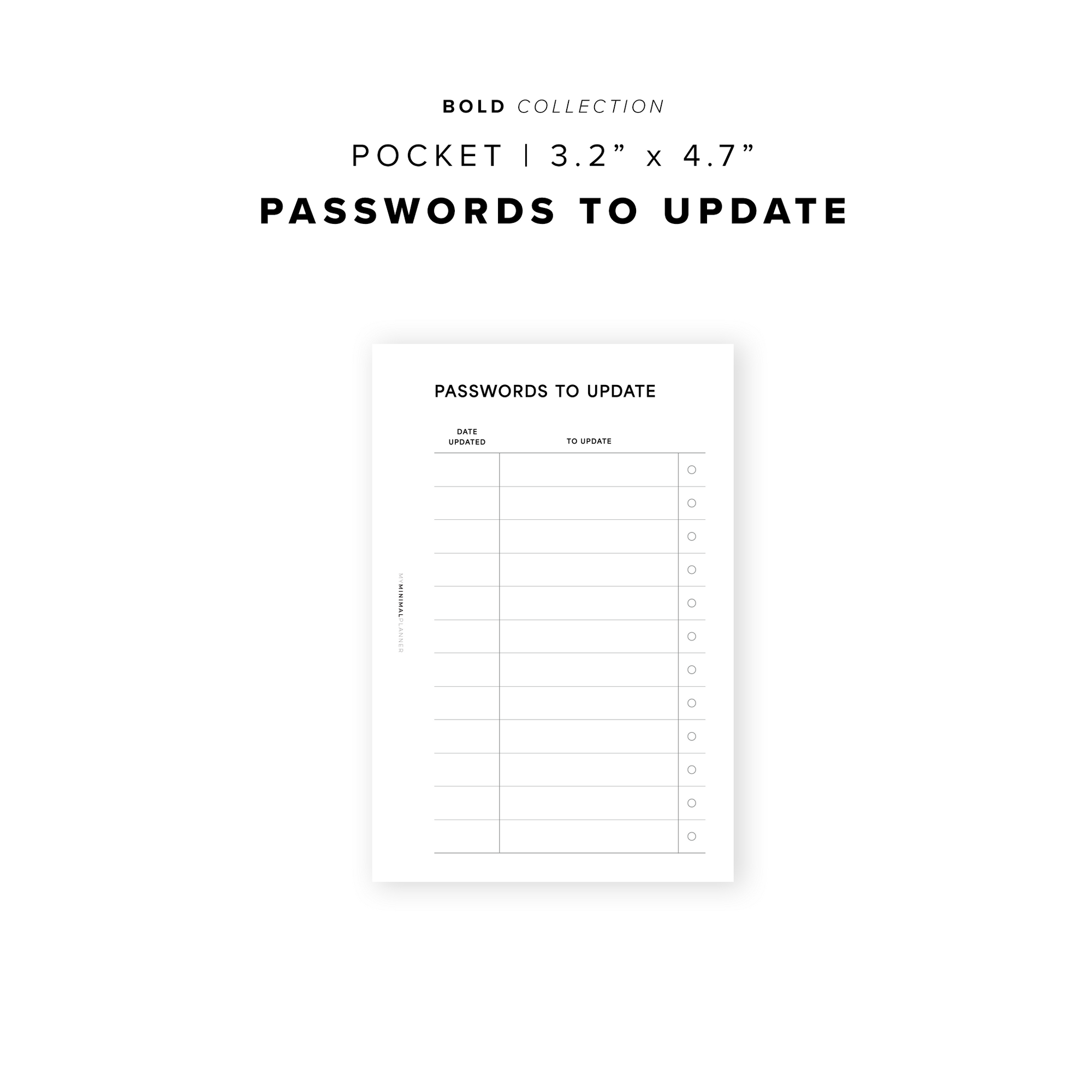 PR355 - Passwords To Update - Printable Insert
