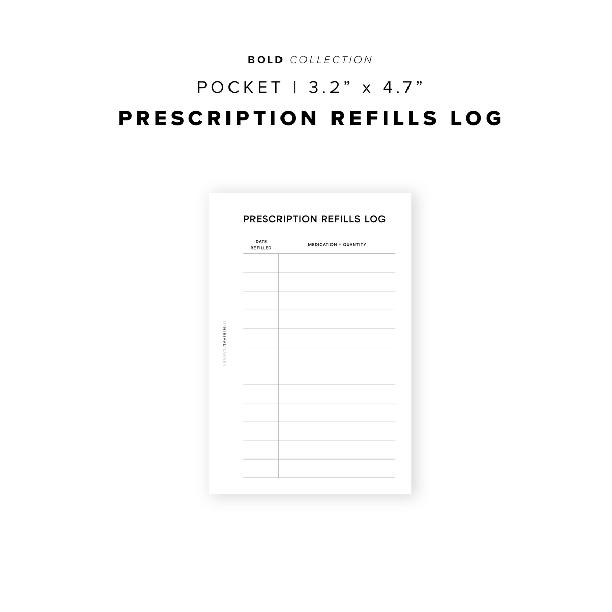 Monthly Refill Form.pdf PR358 - Prescription Refills - Printable Insert – My Minimal Planner