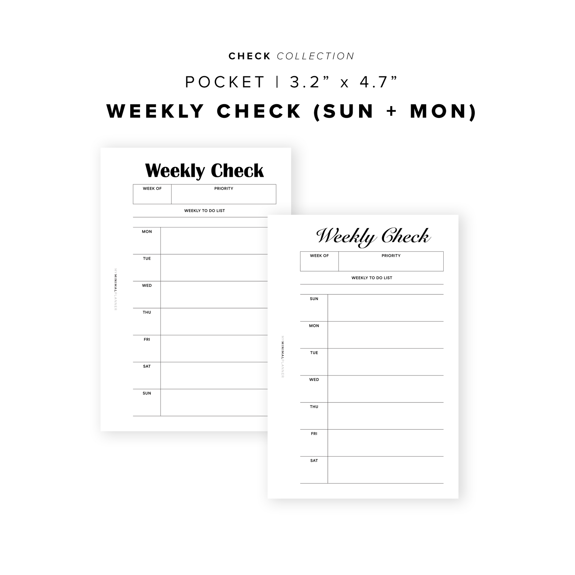 PR349 - Weekly Check / WO1P - Printable Insert