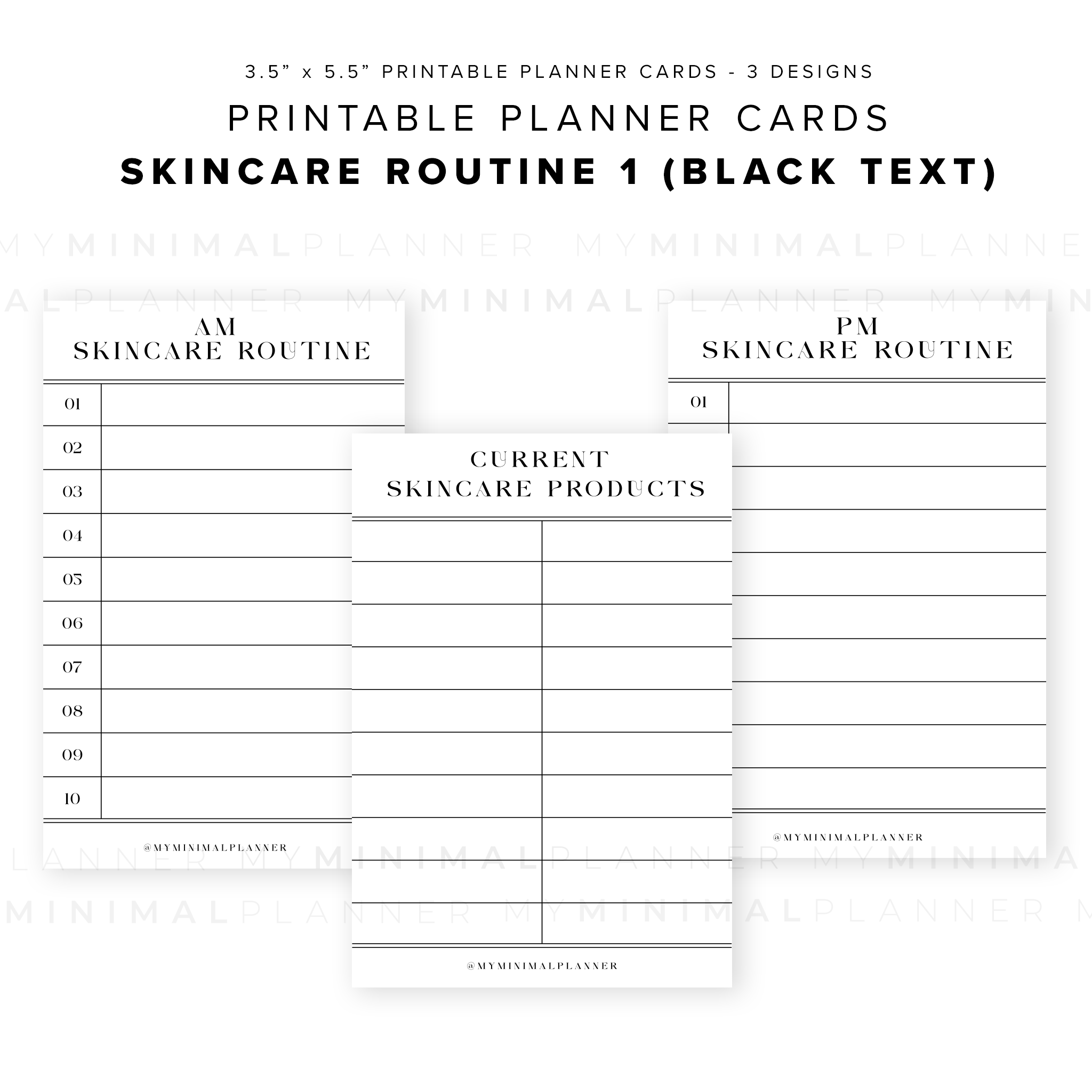PPC21 - Skincare Routine 1 - Printable Planner Cards