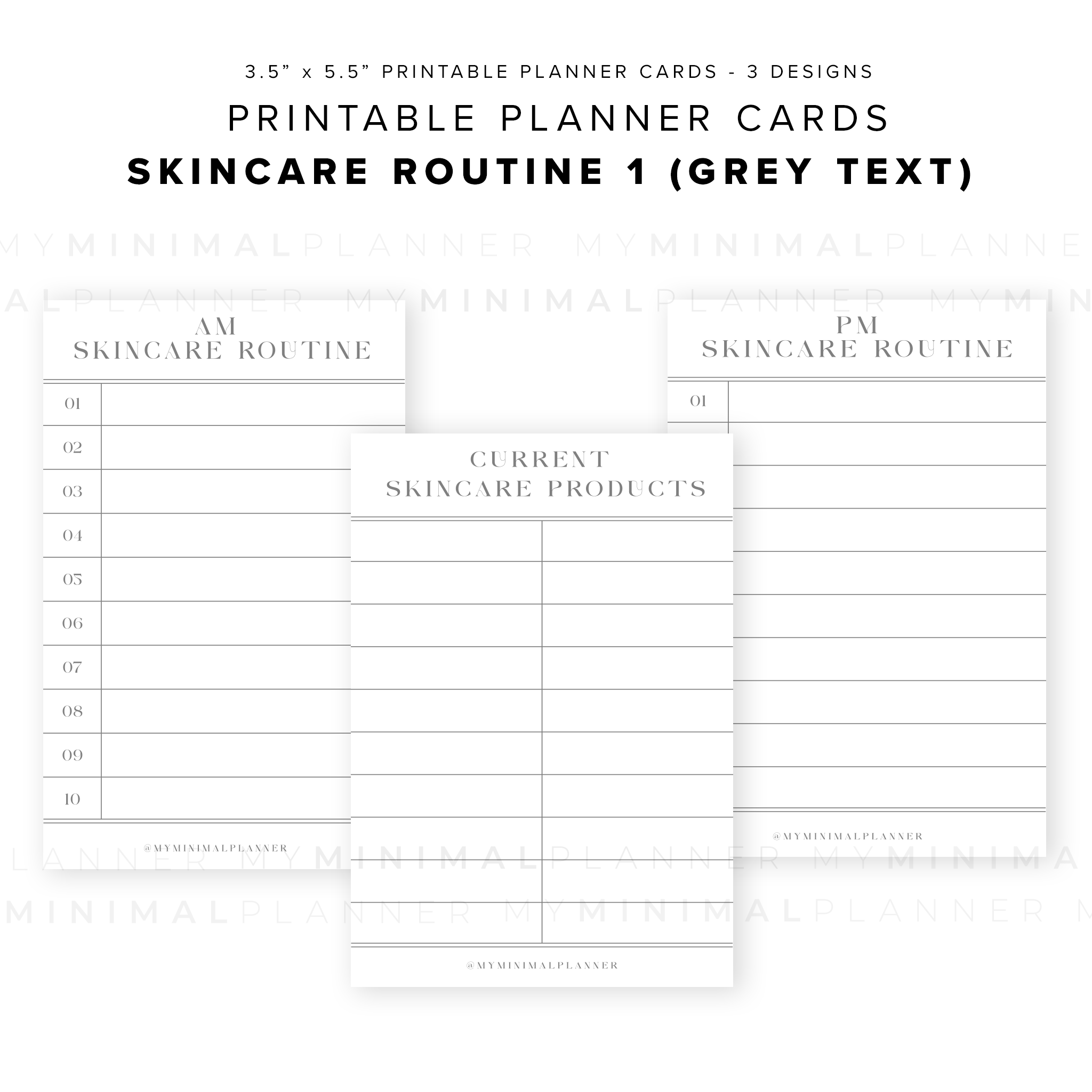PPC21 - Skincare Routine 1 - Printable Planner Cards