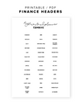 PRS04 - Finance Headers - Printable Stickers