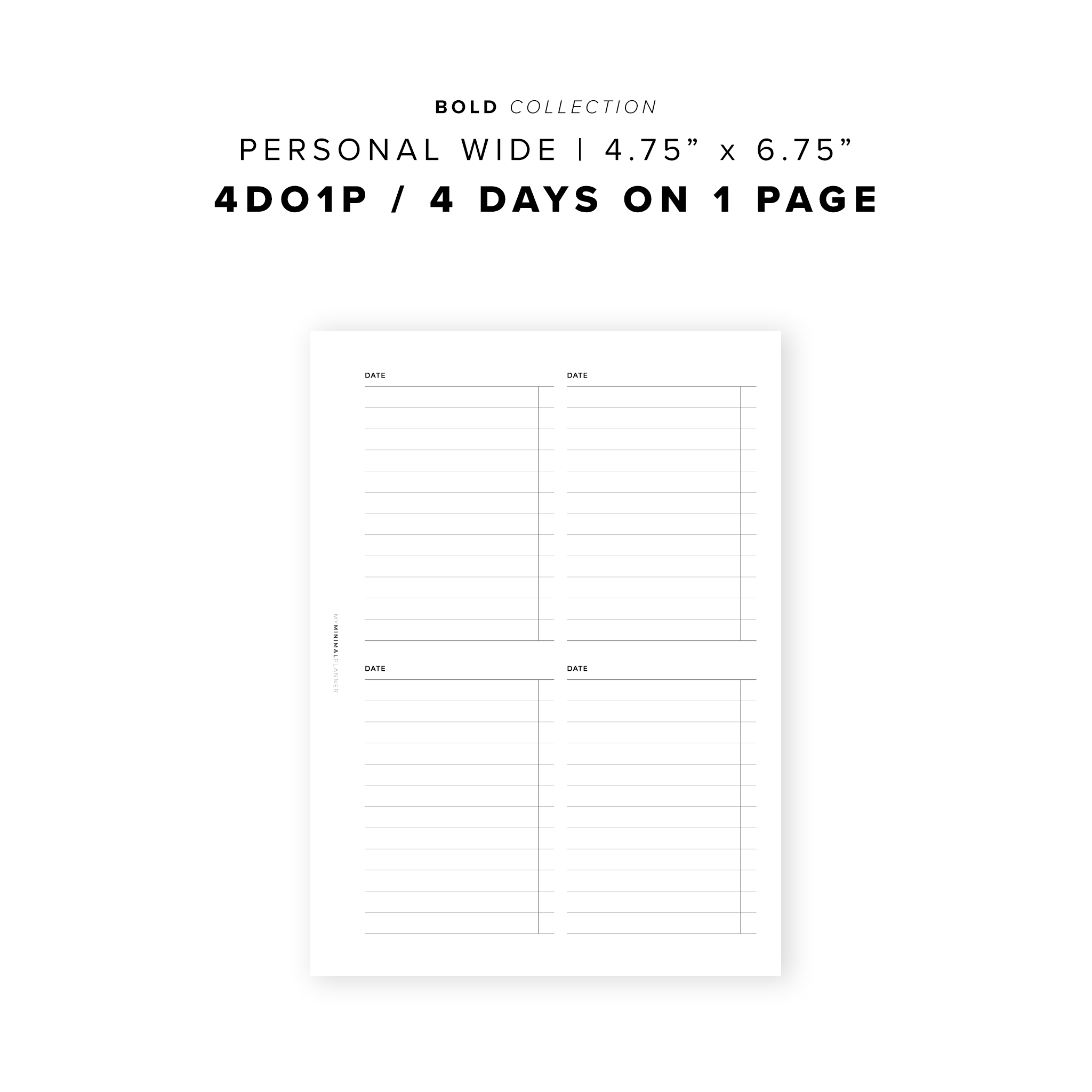 PR290 - 4DO1P / 4 days on one page - Printable Insert