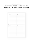 PR290 - 4DO1P / 4 days on one page - Printable Insert