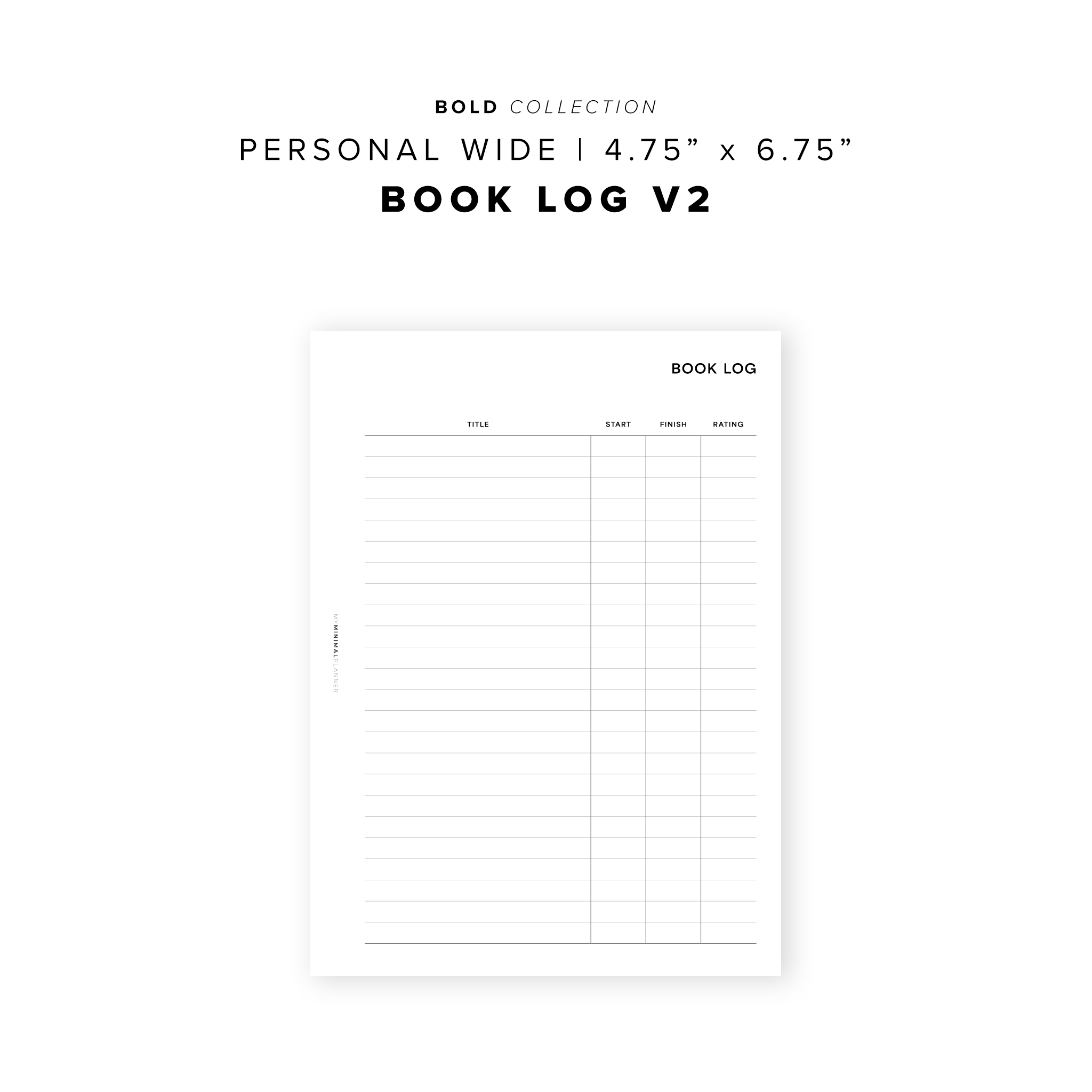 PR294 - Book Log V2 - Printable Insert