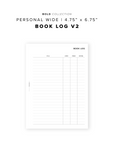 PR294 - Book Log V2 - Printable Insert