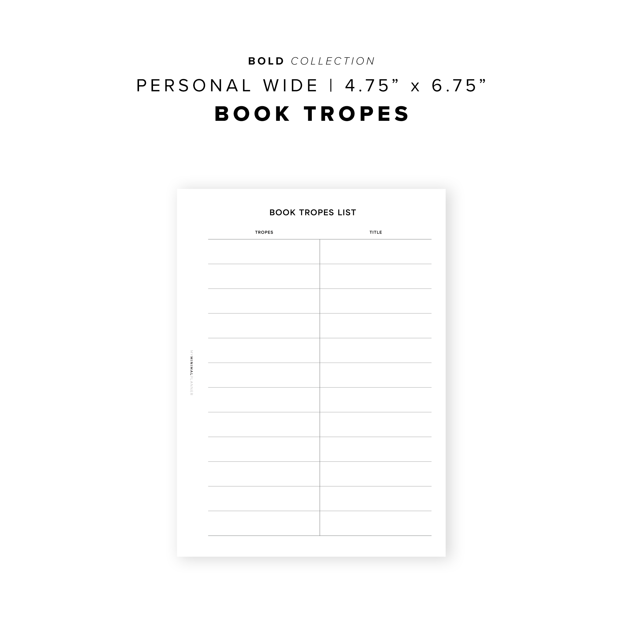 PR291 - Book Tropes - Printable Insert