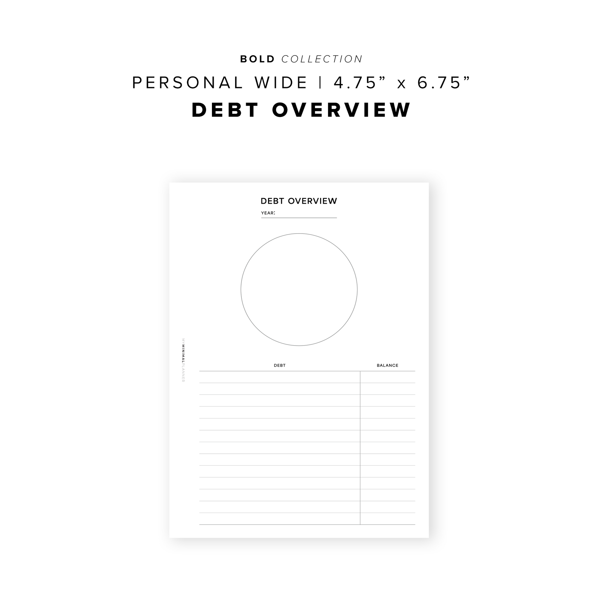PR224 Debt Overview Printable Insert My Minimal Planner