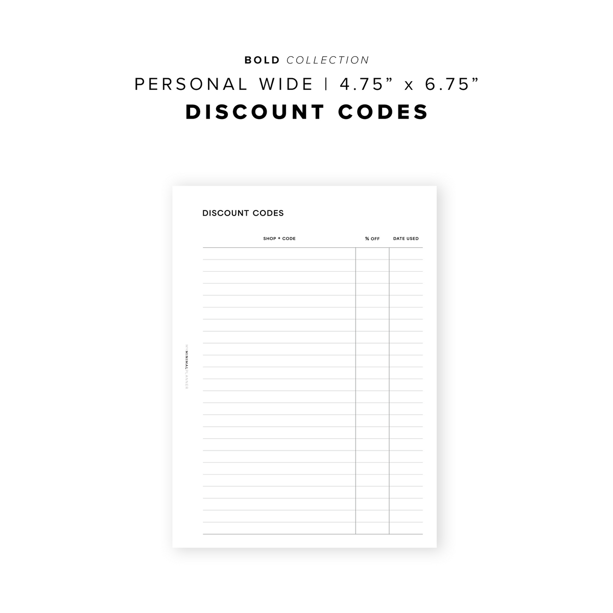 Positive Planner Discount Code PR255 - Discount Codes V2 - Printable Insert – My Minimal Planner