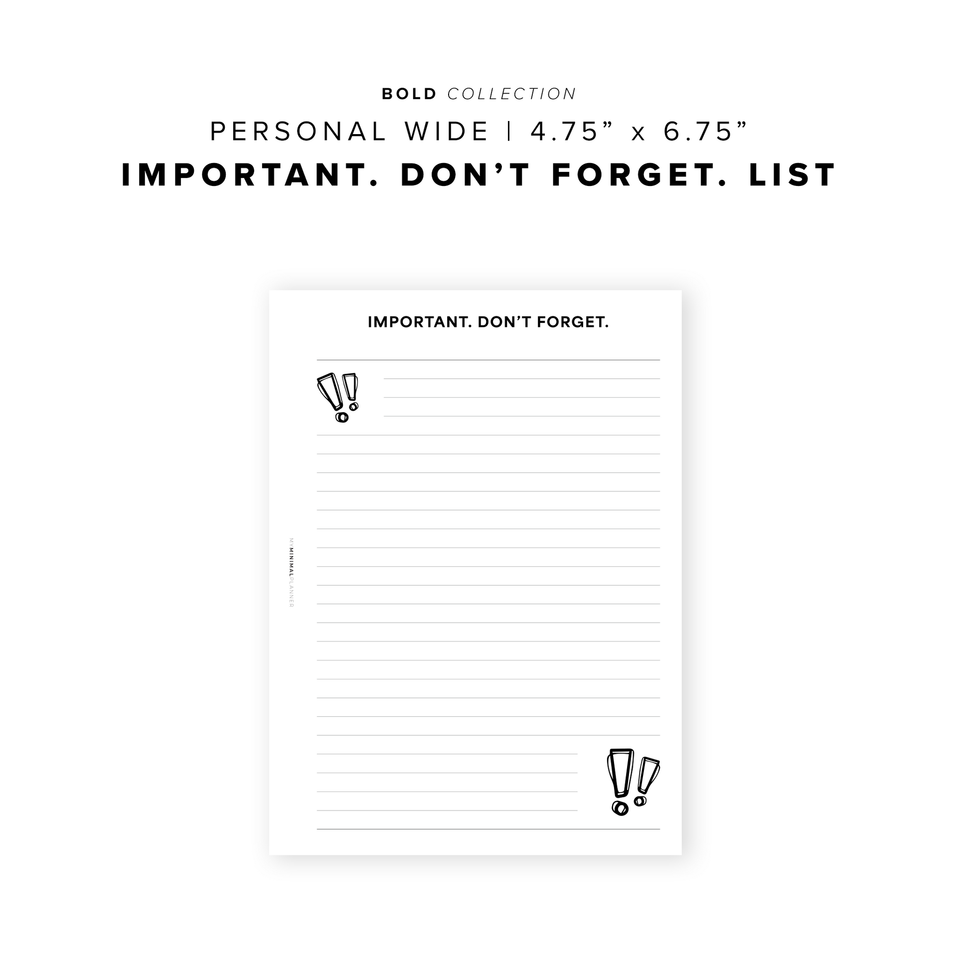 PR231 - Important. Don't Forget List - Printable Insert – My Minimal ...