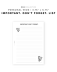 PR231 - Important. Don't Forget List - Printable Insert