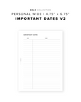 PR323 - Important Dates V2 - Printable Insert