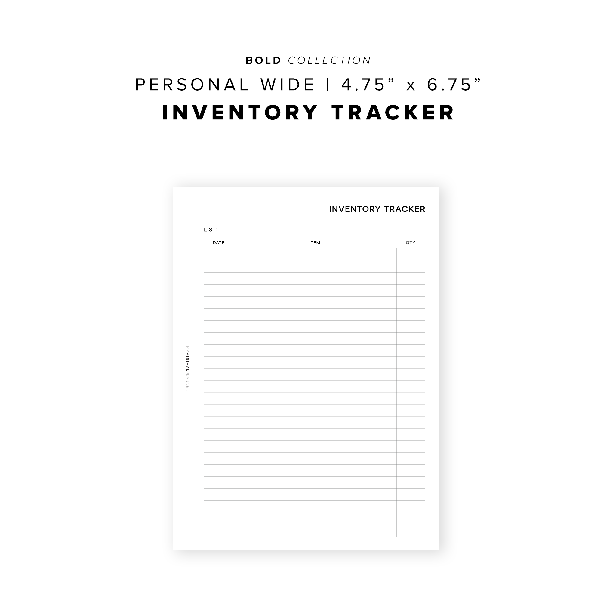 PR213 - Inventory Tracker - Printable Insert