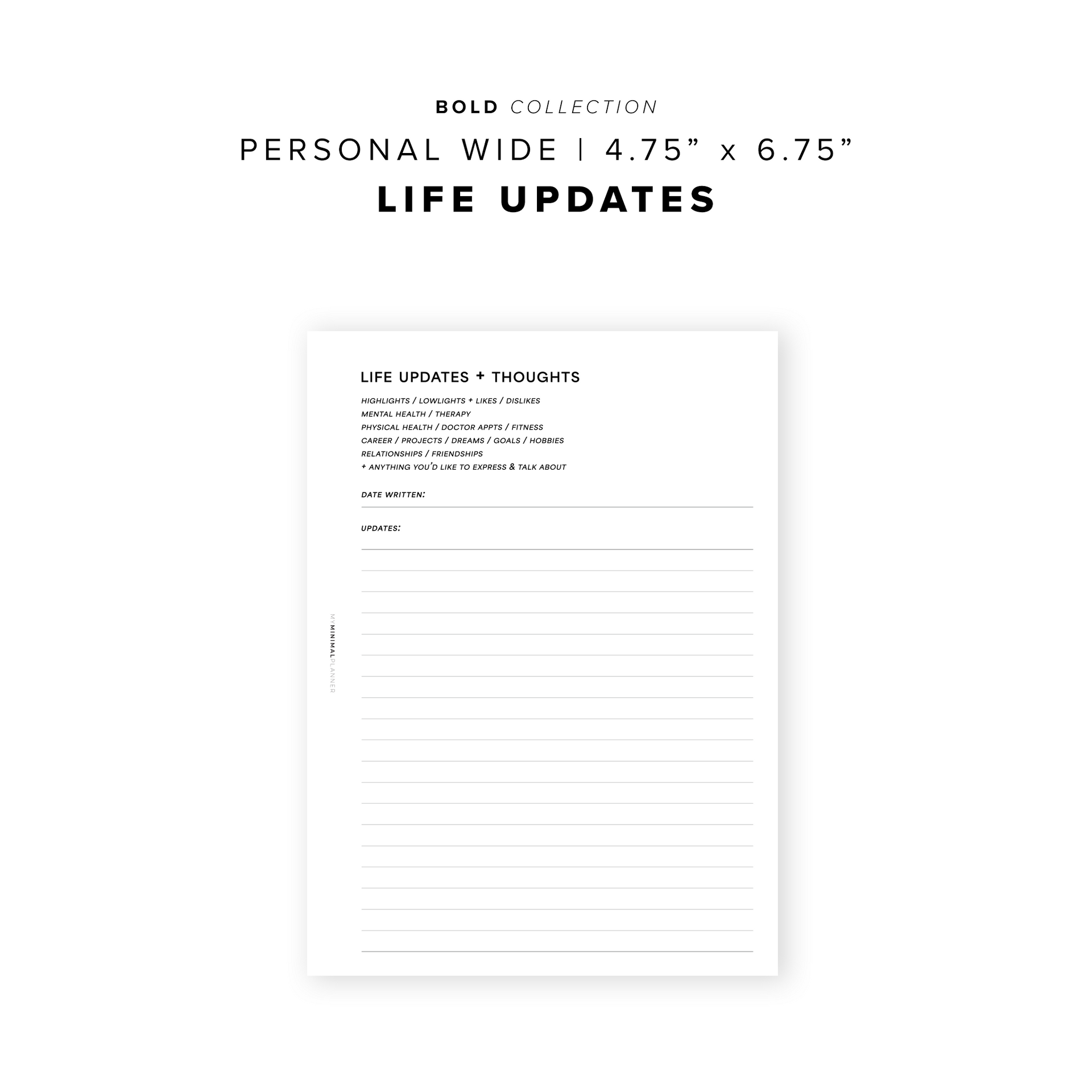 PR220 - Life Updates - Printable Insert – My Minimal Planner