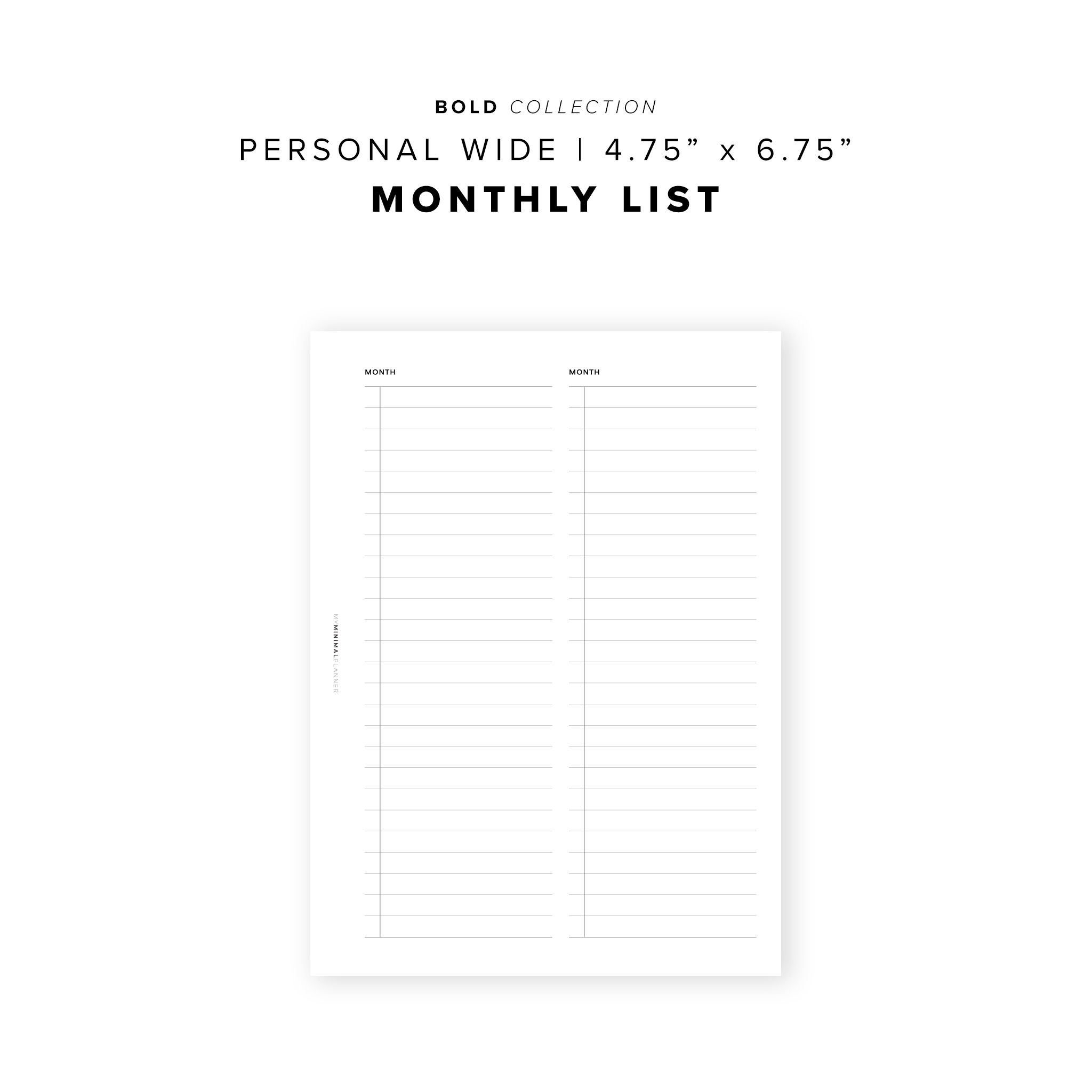 PR305 - Monthly List - Printable Insert