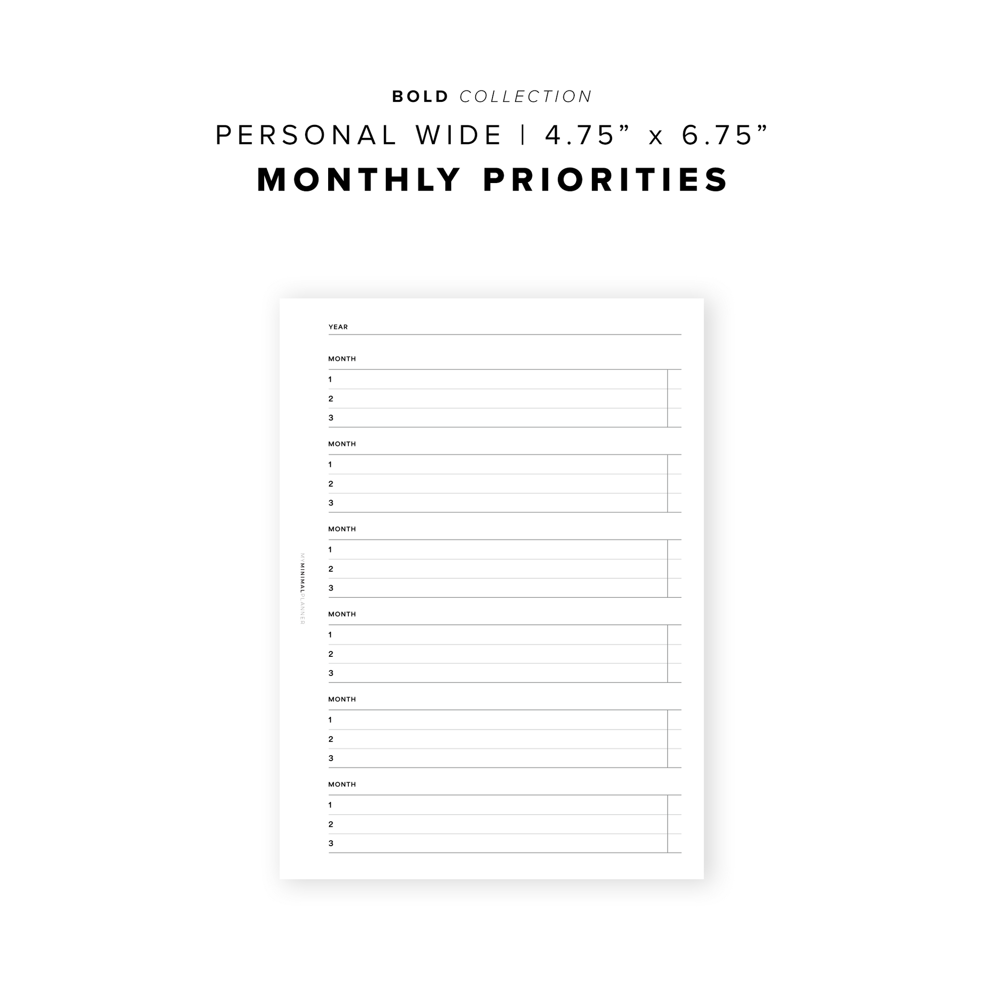 PR306 - Monthly Priorities - Printable Insert – My Minimal Planner