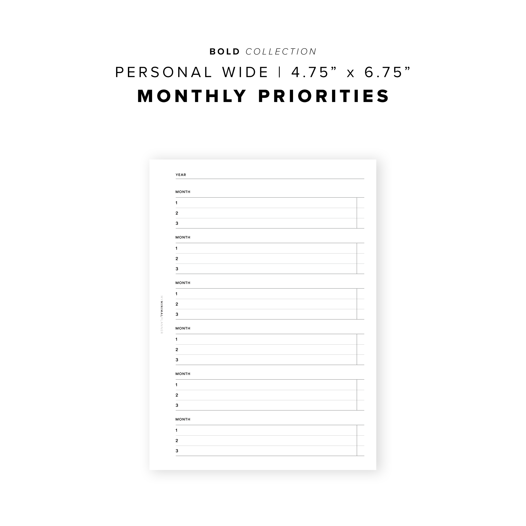 PR306 - Monthly Priorities - Printable Insert