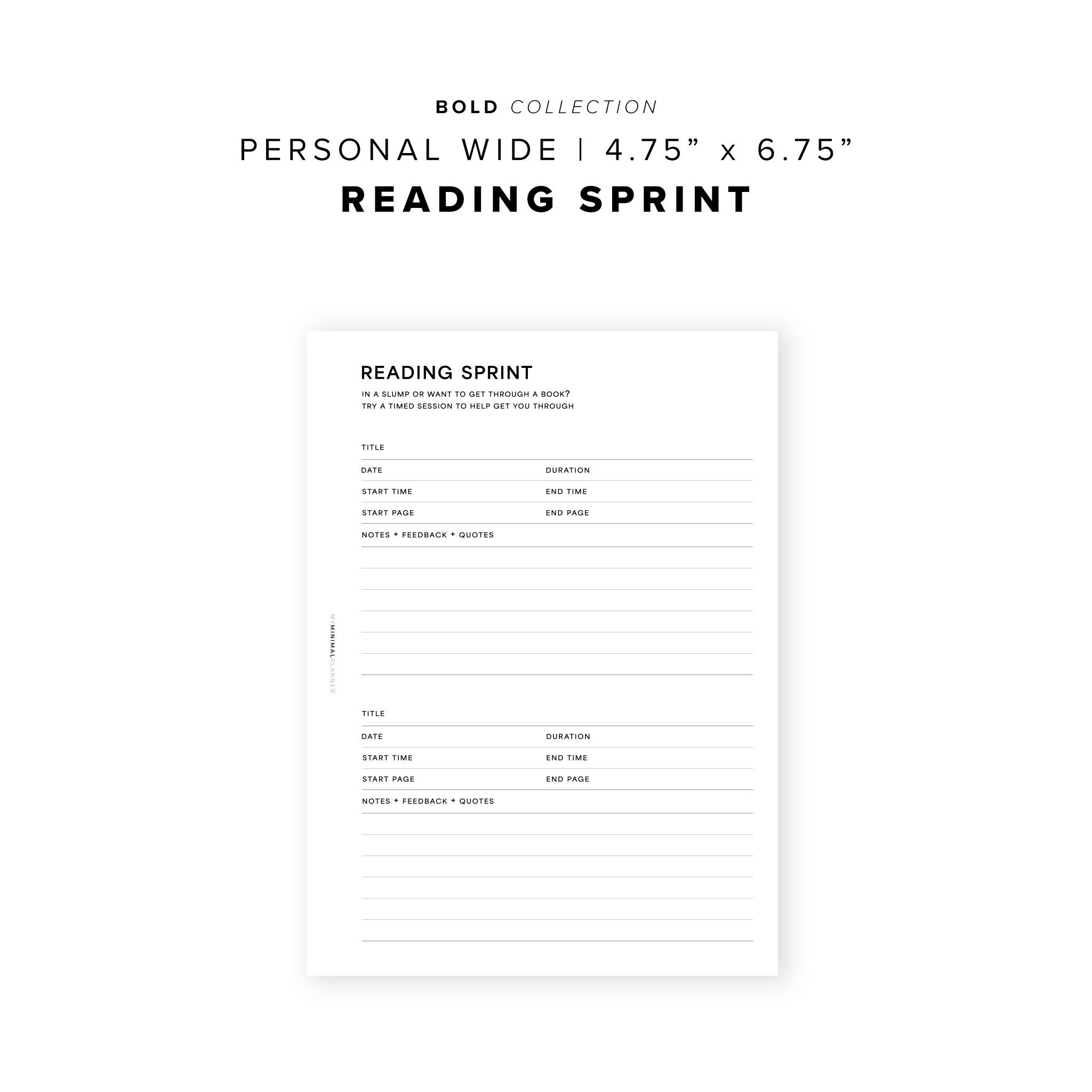 PR233 - Reading Sprint - Printable Insert