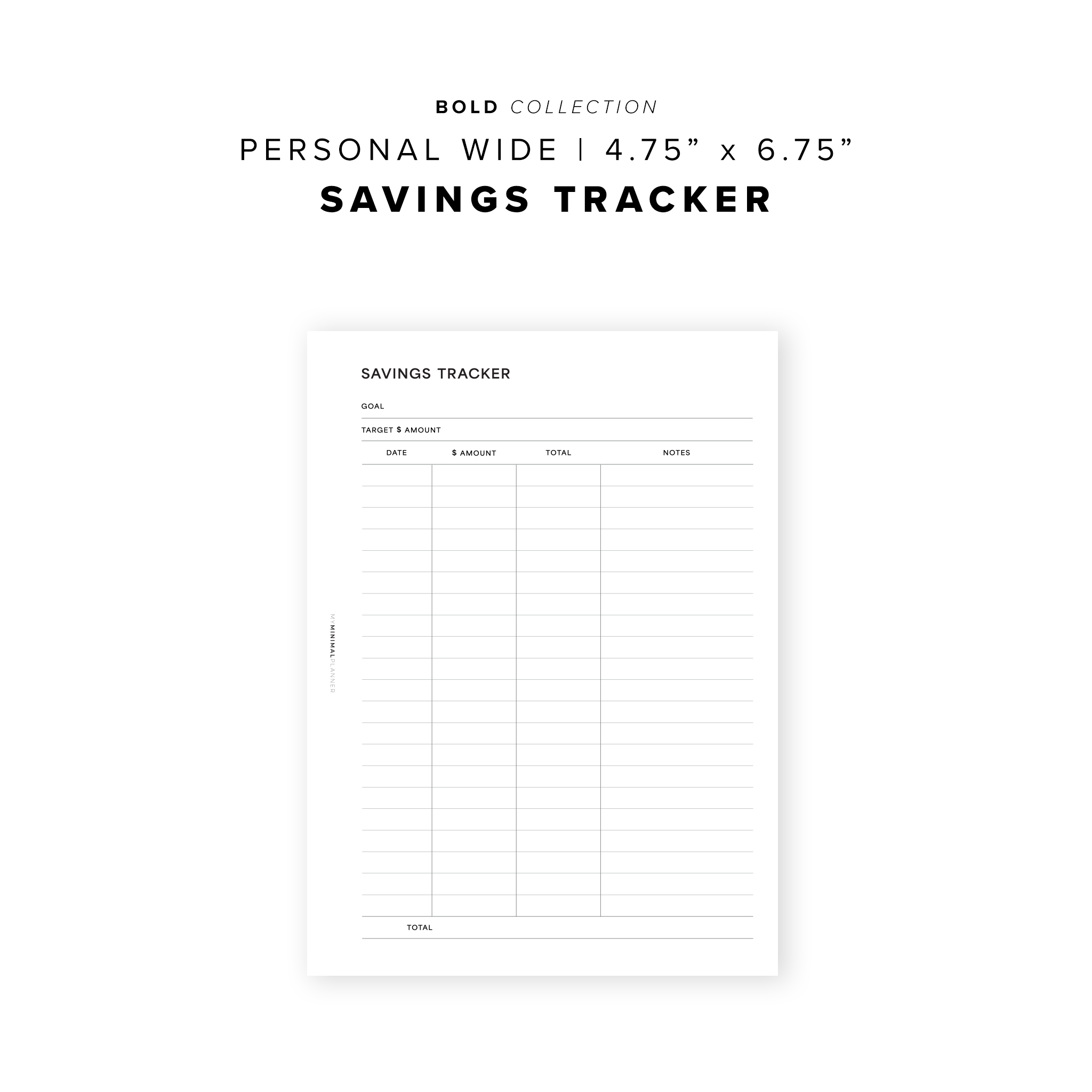 PR227 - Savings Tracker - Printable Insert