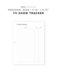 PR312 - TV Show Tracker - Printable Insert