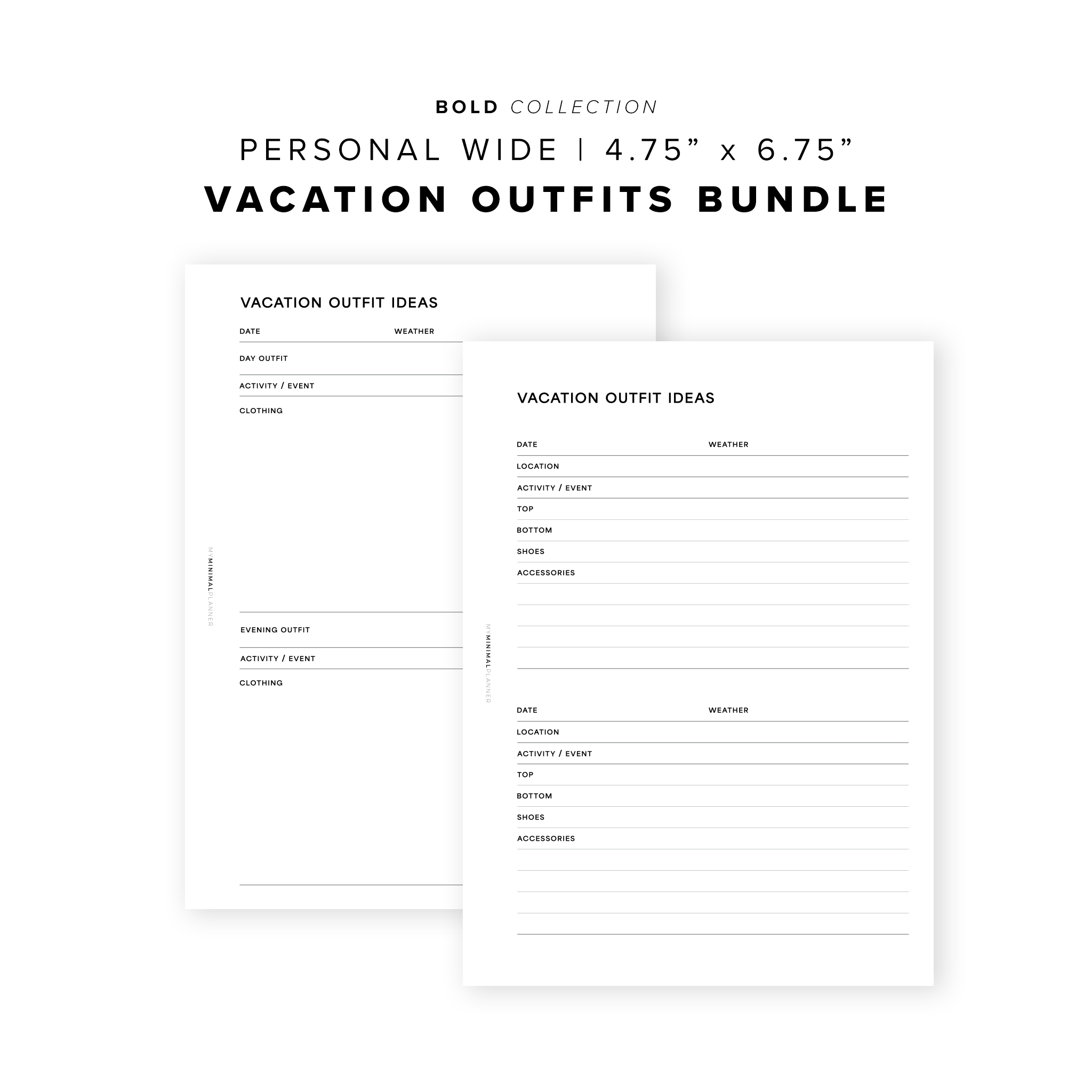 PR262 - Vacation Outfits Bundle - Printable Insert