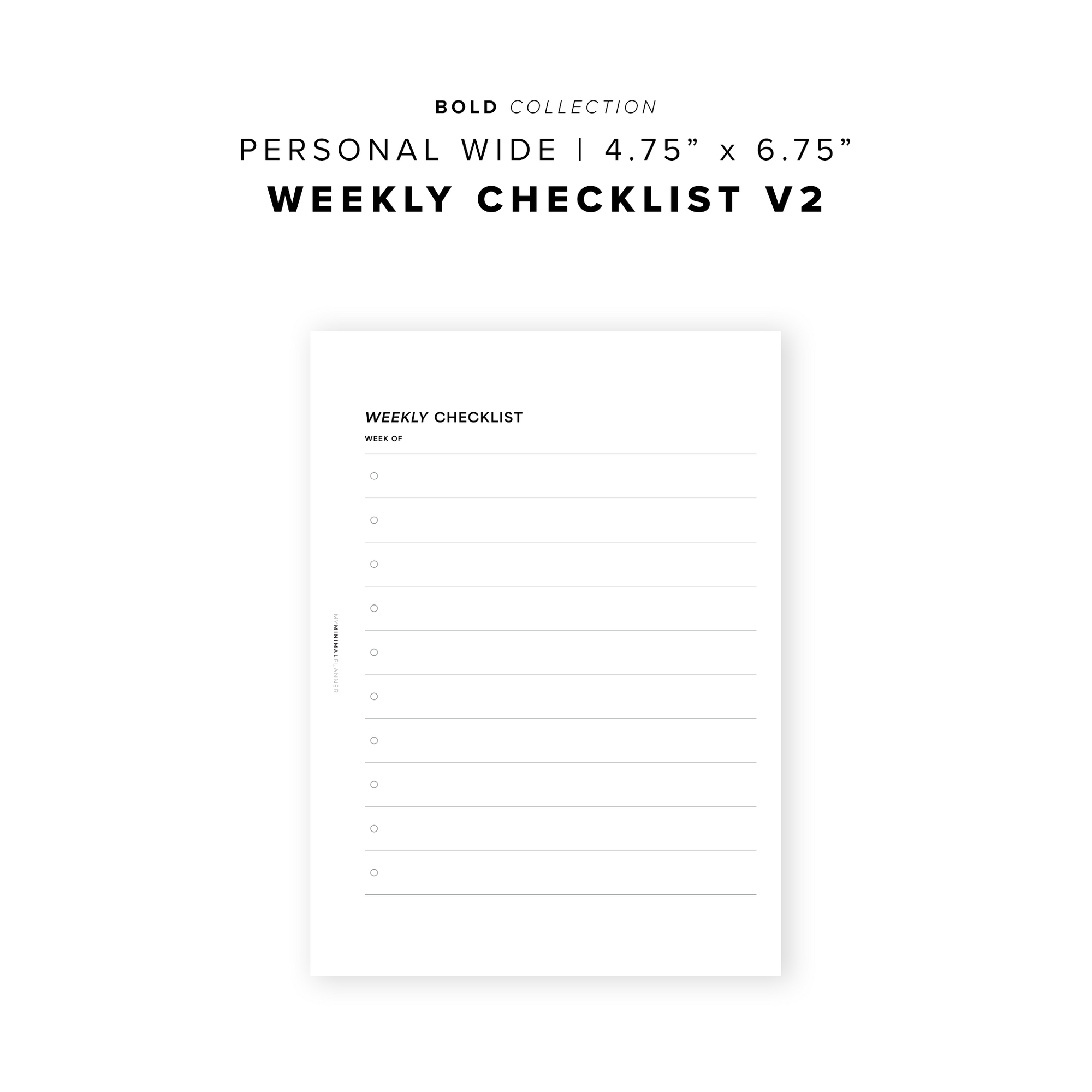 PR327 - Weekly Checklist V2 - Printable Insert