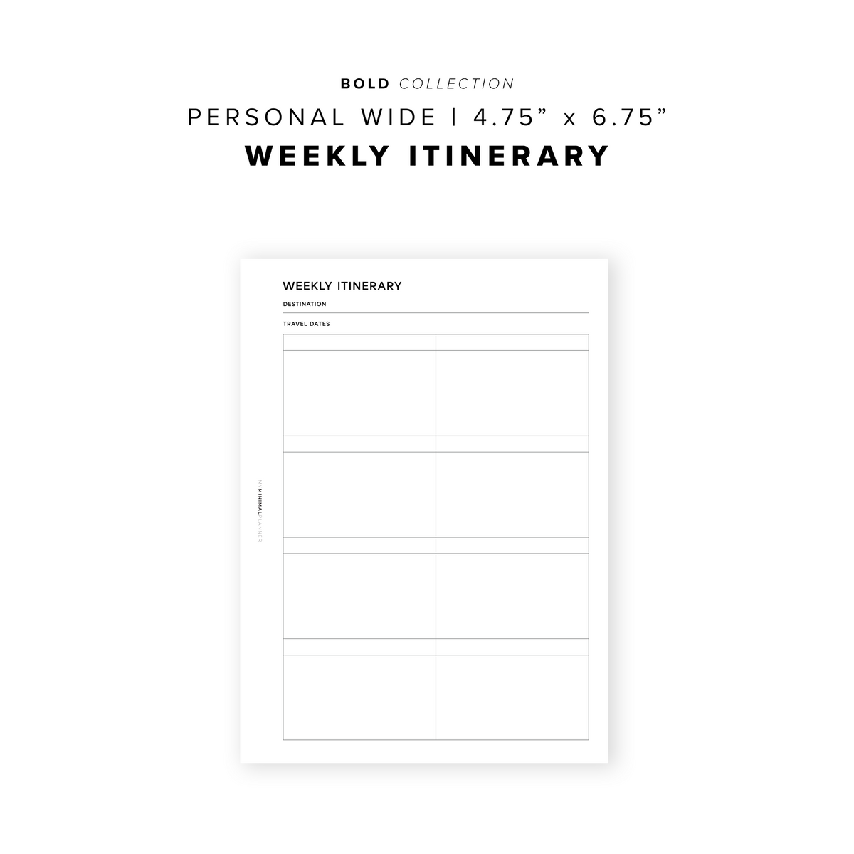 PR261 - Weekly Itinerary - Printable Insert – My Minimal Planner