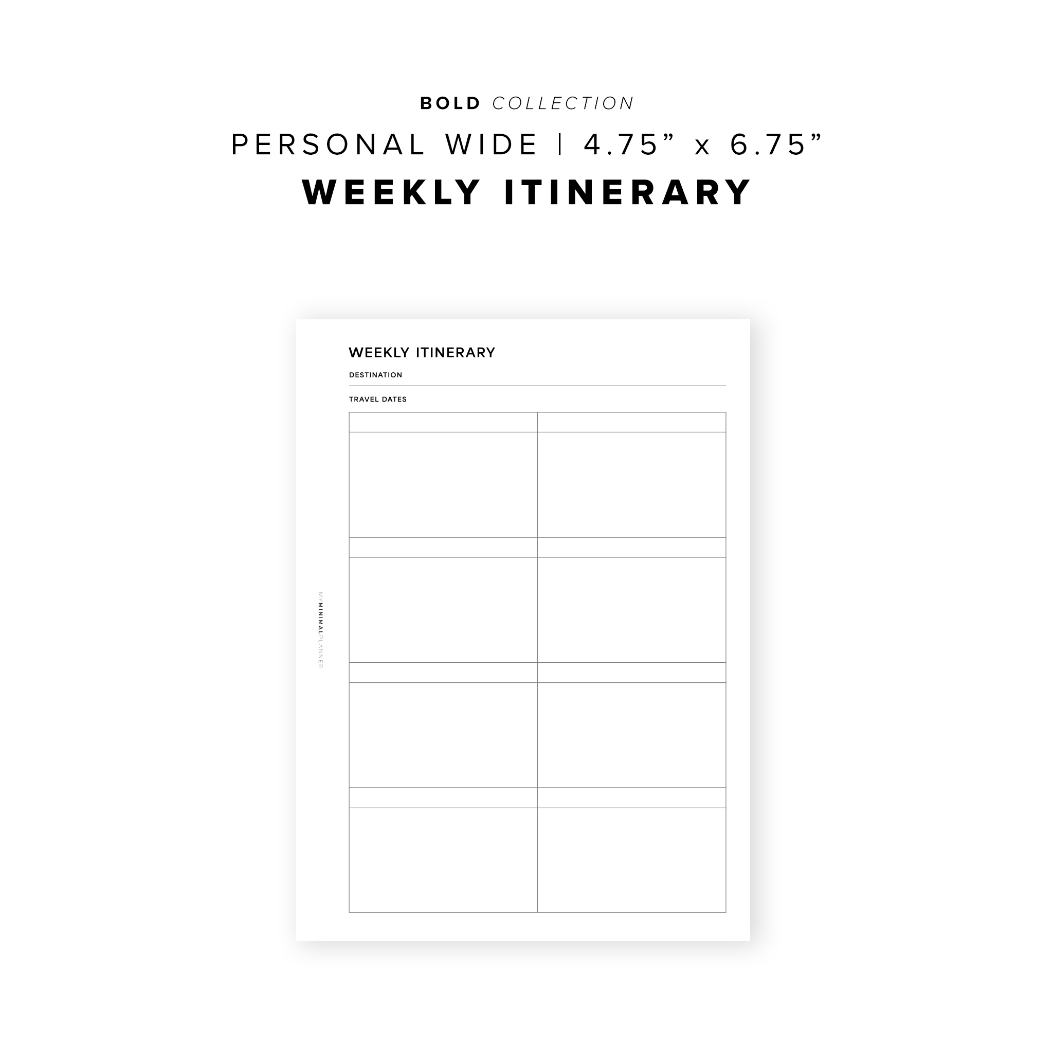 PR261 - Weekly Itinerary - Printable Insert