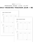 PR313 - Weekly Reading Tracker - Printable Insert