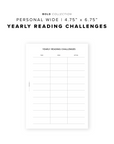 PR310 - Yearly Reading Challenges - Printable Insert