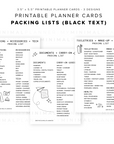 PPC26 - Packing Lists - Printable Planner Cards