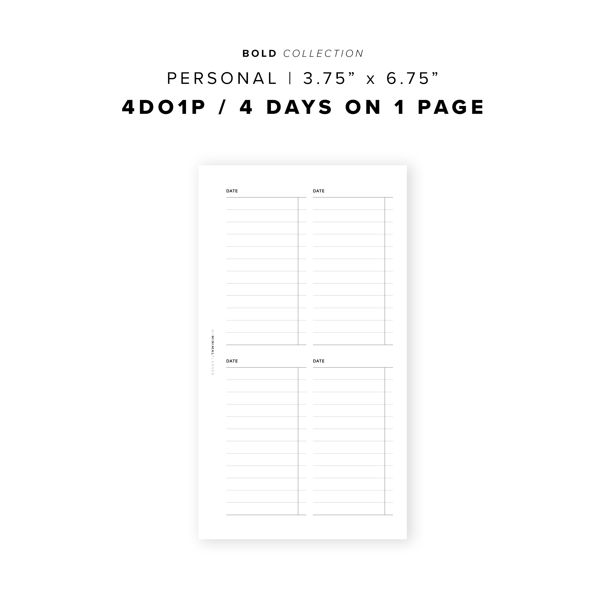 PR290 - 4DO1P / 4 days on one page - Printable Insert