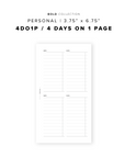 PR290 - 4DO1P / 4 days on one page - Printable Insert