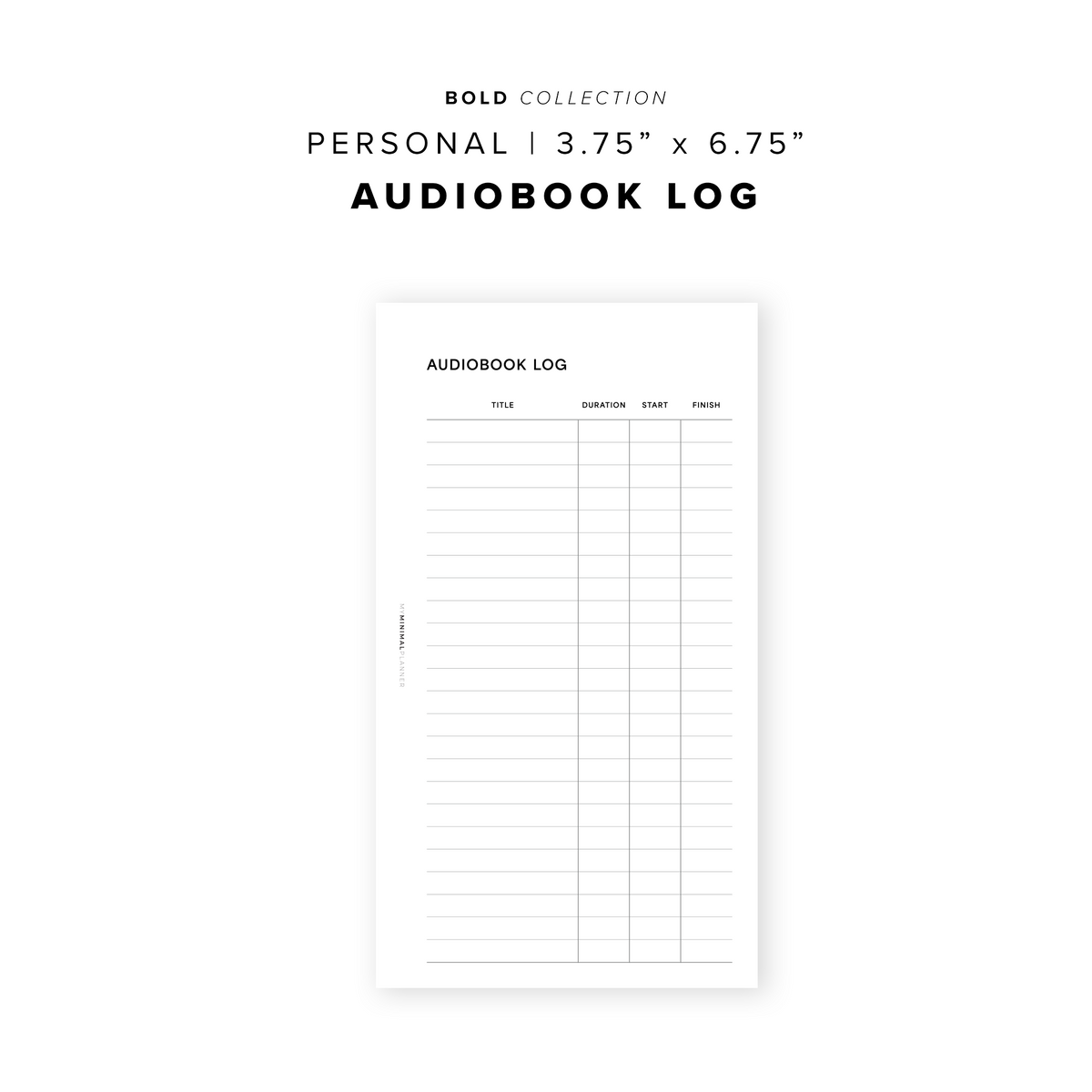 Audio Log Written PR251 - Audiobook Log - Printable Insert – My Minimal Planner