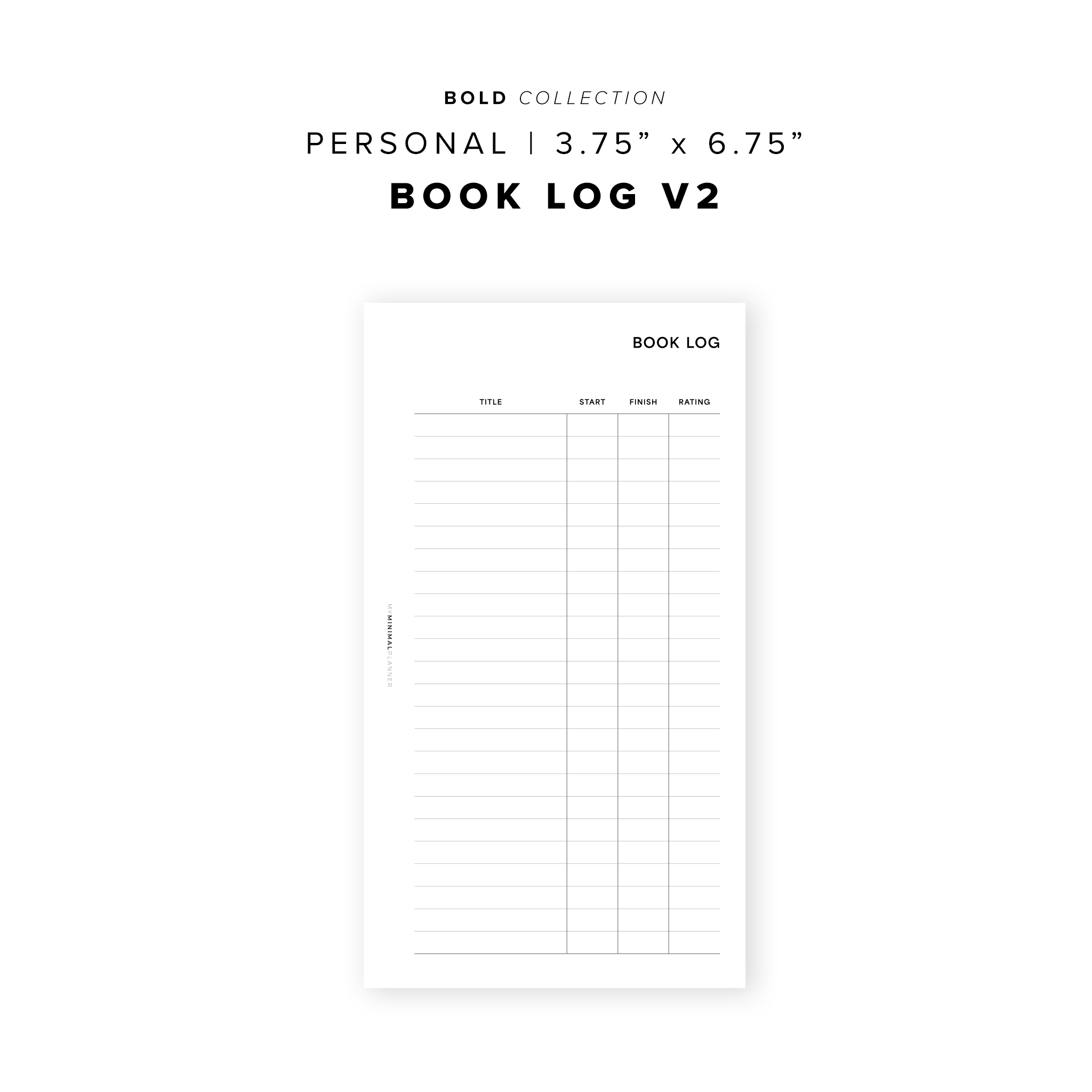 PR294 - Book Log V2 - Printable Insert