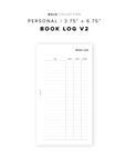 PR294 - Book Log V2 - Printable Insert