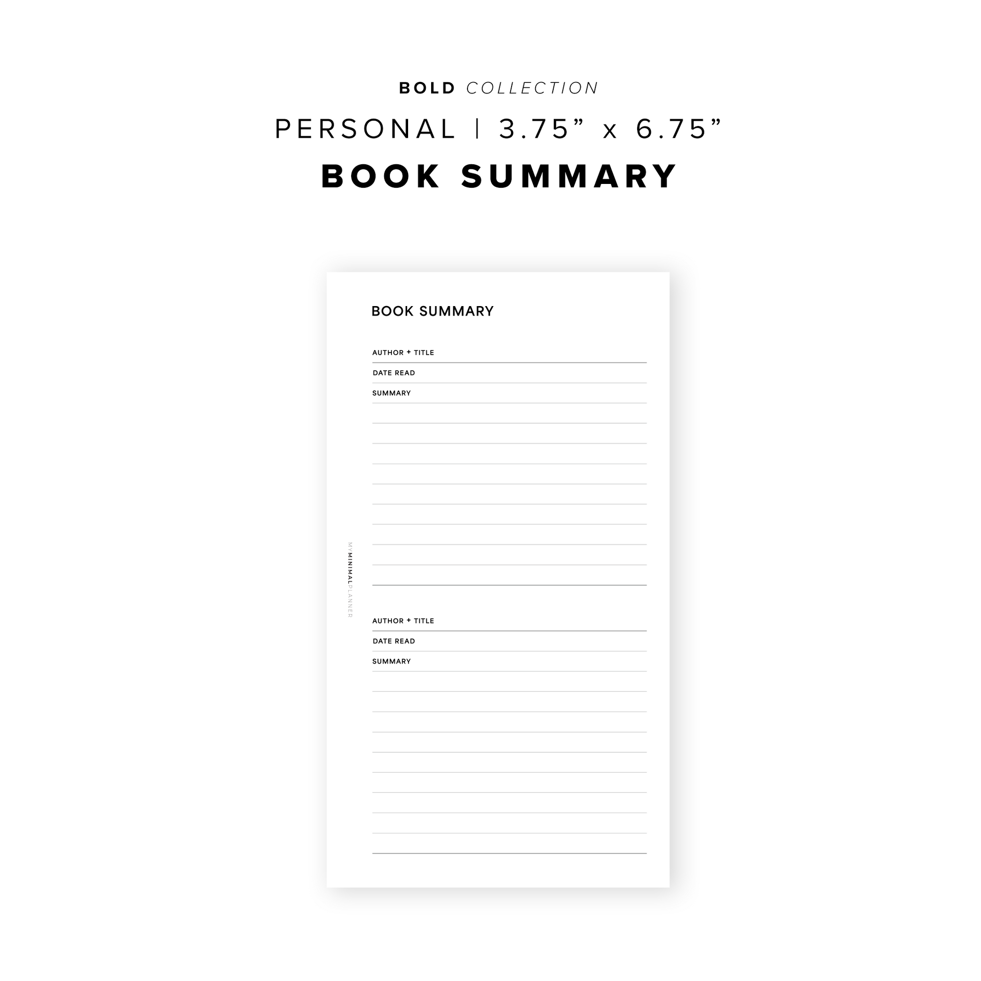 Summary File Pdf PR302 - Book Summary - Printable Insert – My Minimal Planner