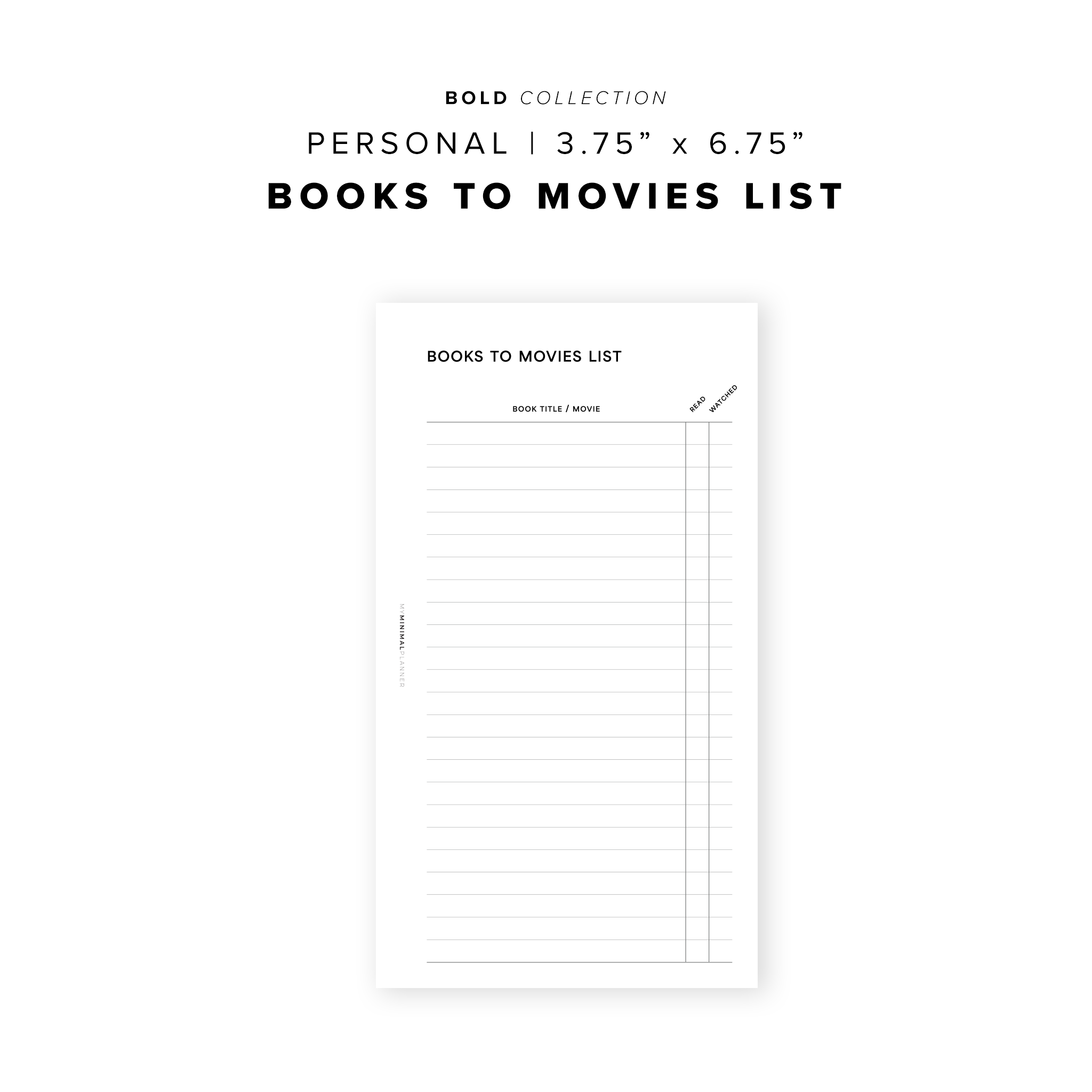 PR281 - Books to Movies - Printable Insert