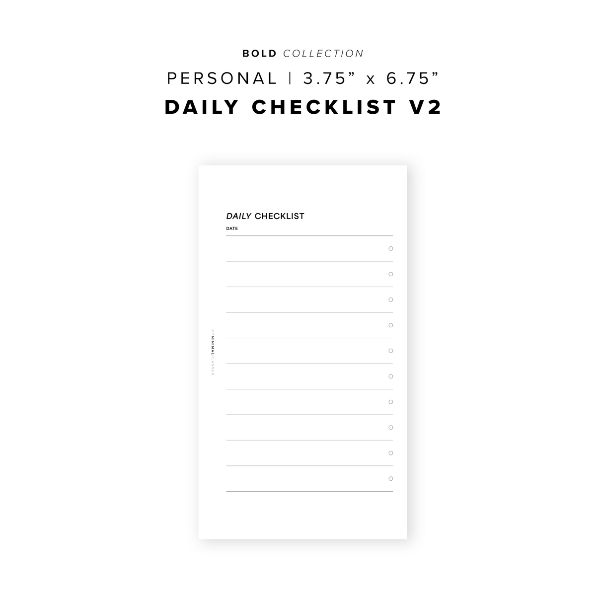 Checklist For Daily Rund PR326 - Daily Checklist V2 - Printable Insert – My Minimal Planner
