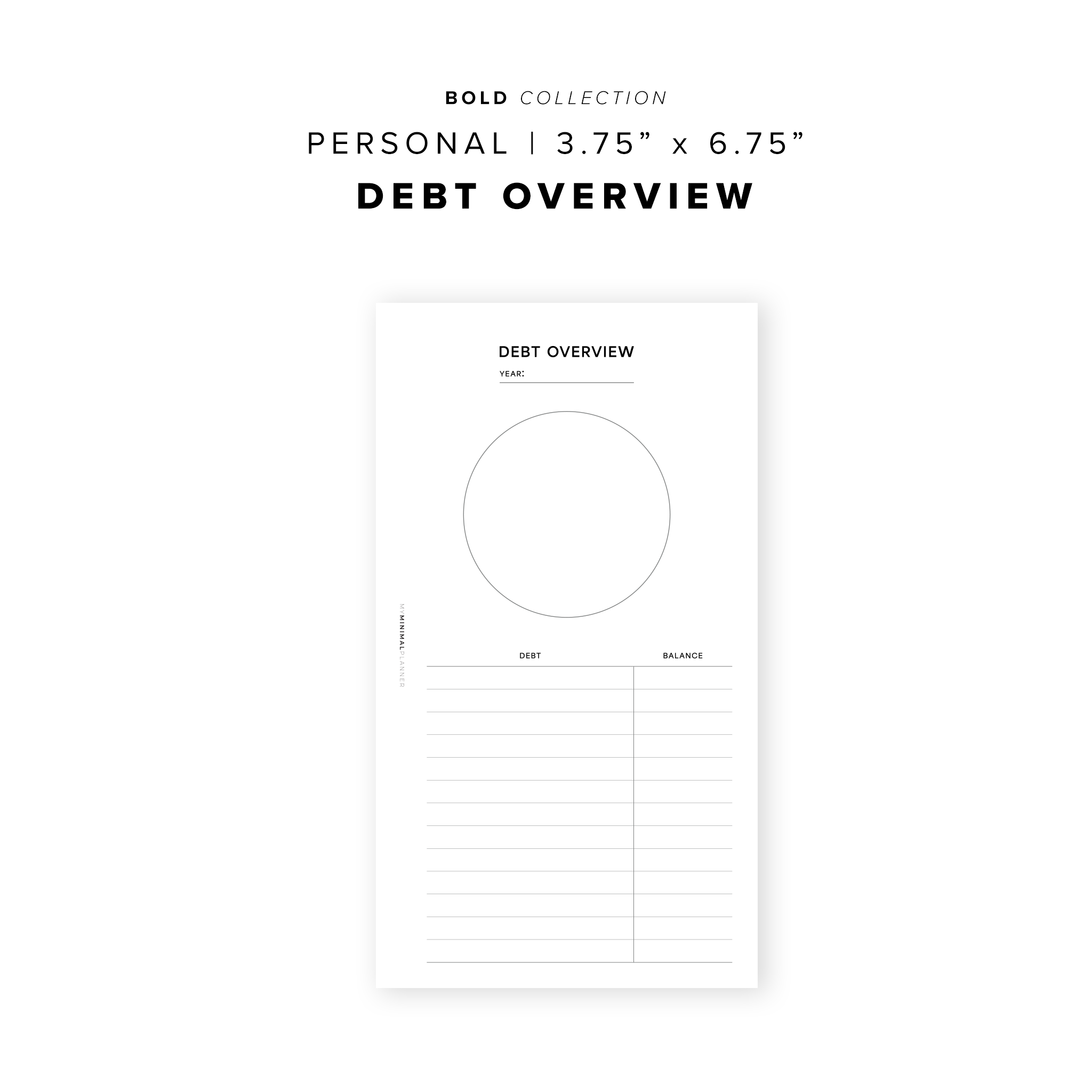 PR224 Debt Overview Printable Insert My Minimal Planner