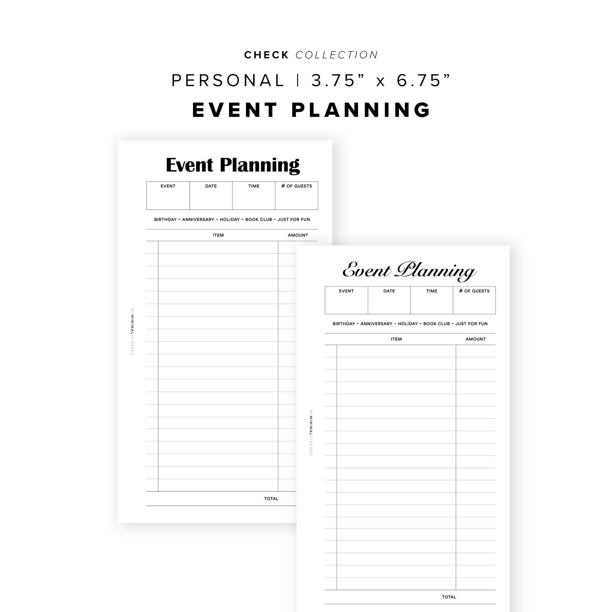 PR346 - Event Planning - Printable Insert