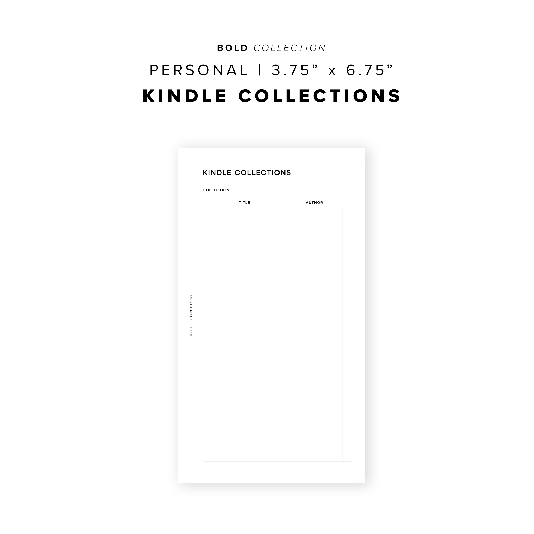 PR316 - Kindle Collections - Printable Insert