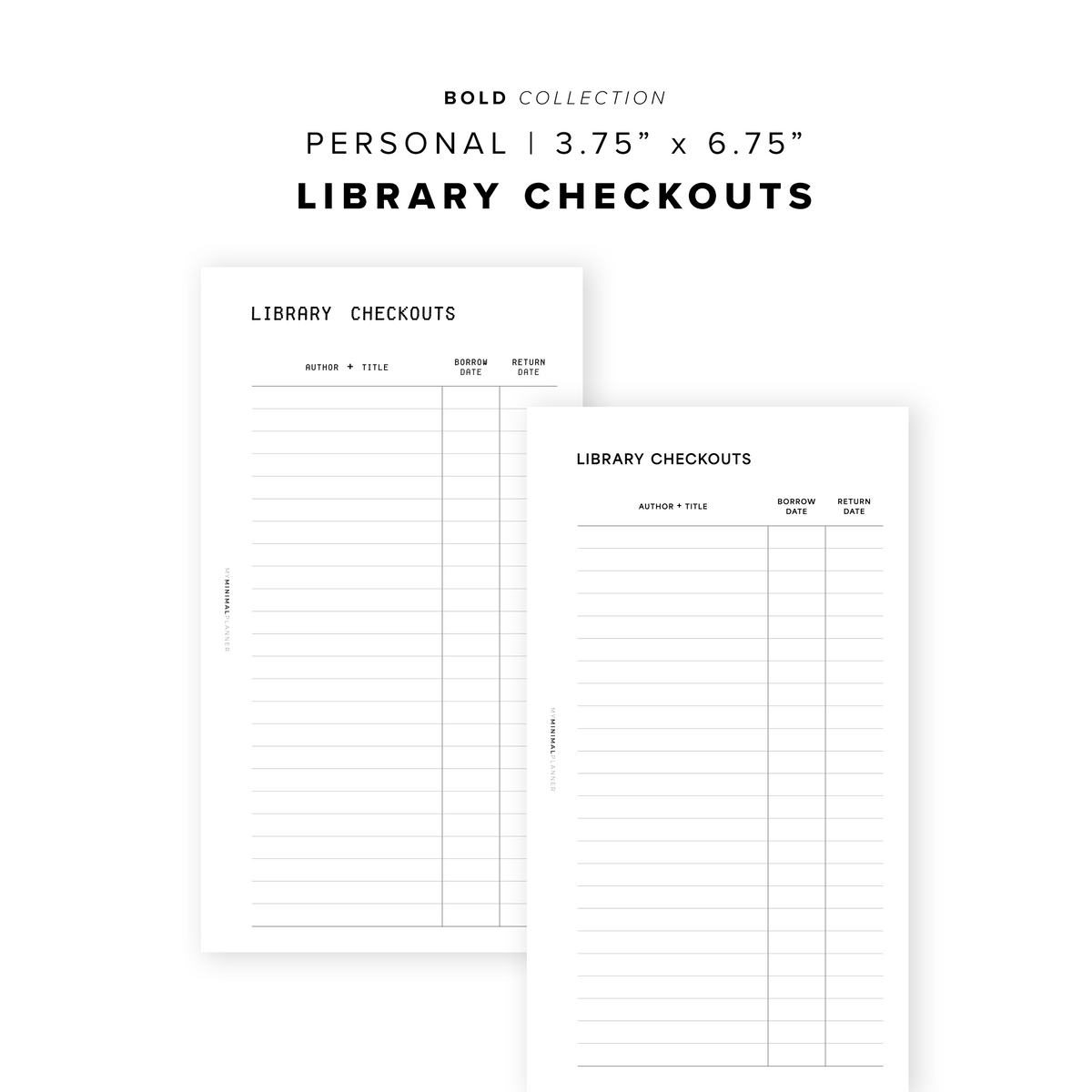 PR307 - Library Checkouts - Printable Insert – My Minimal Planner