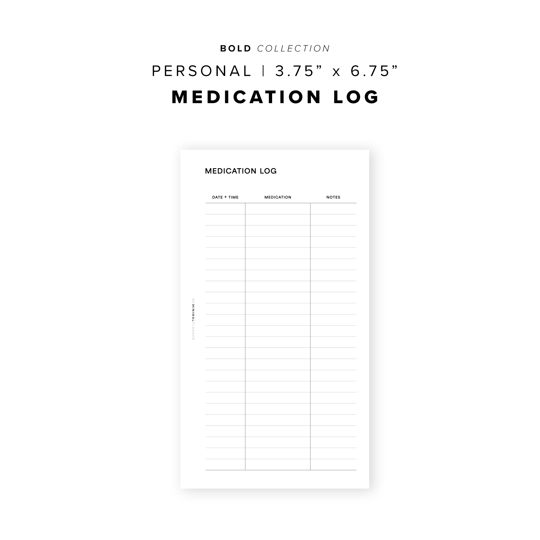 PR284 - Medication Log V2 - Printable Insert