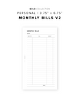 PR288 - Monthly Bills V2 - Printable Insert