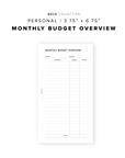 PR228 - Monthly Budget Overview - Printable Insert
