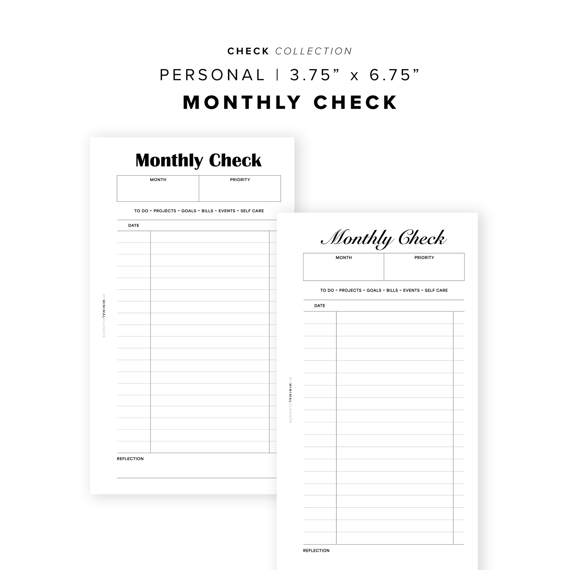 PR354 - Monthly Check - Printable Insert